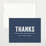 "Statement" - Birth Announcement Thank You Cards in Marine by Sara Hicks Malone - Front