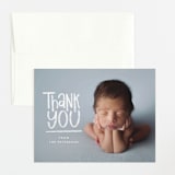"New Kid" - Birth Announcement Thank You Cards in Chalk by Amy Payne - Front