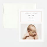 "Name Plate" - Birth Announcement Thank You Cards in Melon by Stacey Meacham - Front