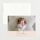 "Signature Babe" - Birth Announcement Thank You Cards in Peach by Jessica Williams - Front