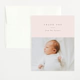 "Modern Collection" - Birth Announcement Thank You Cards in Blush by Carolyn MacLaren - Front