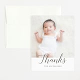"Big Script" - Birth Announcement Thank You Cards in Smoke by Genna Blackburn - Front
