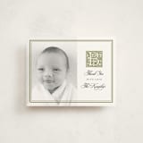 "Gothic" - Flat Birth Announcement Thank You Cards in Basil by Heather Schertzer - Front