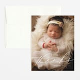 "Just Lovely" - Birth Announcement Thank You Cards in Shell by Lea Delaveris - Front