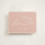 "Flying Bunny" - Flat Birth Announcement Thank You Cards in Petal by Zani van Zyl - Front