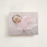 "Formal Classic" - Flat Birth Announcement Thank You Cards in Powder by Carolyn MacLaren - Front