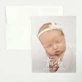 "Outnumbered" - Birth Announcement Thank You Cards in Snow by Olivia Raufman - Front