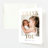"BFFs" - Foil-Pressed Birth Announcement Thank You Cards in Mauve by Pink House Press - Front