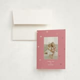 "embellished bows" - Foil-Pressed Birth Announcement Thank You Cards in Bubblegum by Baumbirdy - Front