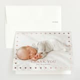 "Mini Hearts Frame" - Foil-Pressed Birth Announcement Thank You Cards in Rose by Stacey Meacham - Front