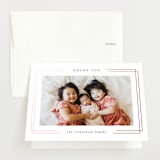 "Elegant frame" - Foil-Pressed Birth Announcement Thank You Cards in Rose by Kelly Schmidt - Front