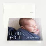"Well, Hello" - Foil-Pressed Birth Announcement Thank You Cards in Blue Jay by Hooray Creative - Front