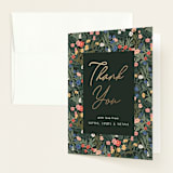 "Wildflowers" - Foil-Pressed Birth Announcement Thank You Cards in Forest by Elly - Front