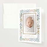 "Wildflower Frame" - Foil-Pressed Birth Announcement Thank You Cards in Lavender by Alethea and Ruth - Front