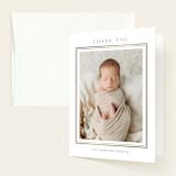 "Classic Border" - Foil-Pressed Birth Announcement Thank You Cards in Cloud by Nicole Walsh - Front