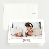 "Ribbon Wrap" - Foil-Pressed Birth Announcement Thank You Cards in Cotton by Jessica Williams - Front