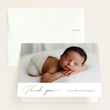 "Appeal" - Foil-Pressed Birth Announcement Thank You Cards in Sand by Carolyn MacLaren - Front