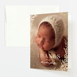 "Botanica Frame" - Foil-Pressed Birth Announcement Thank You Cards in Vanilla by Laura Hankins - Front