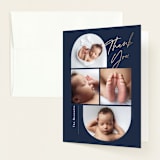 "So Current" - Foil-Pressed Birth Announcement Thank You Cards in Navy by Carolyn MacLaren - Front