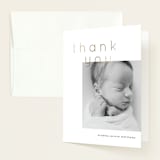 "arrival" - Foil-Pressed Birth Announcement Thank You Cards in Cloud by Lori Wemple - Front