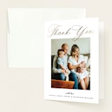 "Now Introducing" - Foil-Pressed Birth Announcement Thank You Cards in Sugar by Pixel and Hank - Front