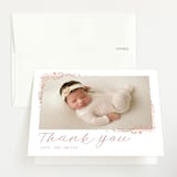 "Delicate Collage" - Foil-Pressed Birth Announcement Thank You Cards in Burnt Rose by Amy Payne - Front