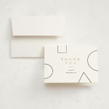 "Blocks" - Foil-Pressed Birth Announcement Thank You Cards in Cotton by Pixel and Hank - Front