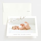 "Angled Hello" - Foil-Pressed Birth Announcement Thank You Cards in Warm Grey by Shirley Lin Schneider - Front