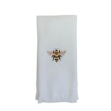 "Fingertip Towel Embroidered with Bumble Bee Design" - Bath Towels in white by Virginia Marcello