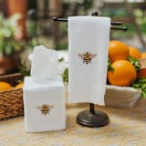 "Fingertip Towel Embroidered with Bumble Bee Design" - Bath Towels in white by Virginia Marcello