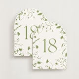 "Untied Moss (set of 20)" - Table Number Sets in Moss by Erin Hodges - Front & Back
