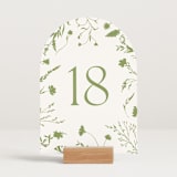 "Untied Moss (set of 20)" - Table Number Sets in Moss by Erin Hodges - Displayed (stand not included)