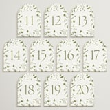 "Untied Moss (set of 20)" - Table Number Sets in Moss by Erin Hodges - 11-20