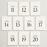 "The Eternal Tuxedo (set of 20)" - Table Number Sets in Tuxedo by Helena Vitto - 11-20