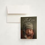 "Contemporary Classic" - Birth Announcement Thank You Cards in Jasmine by Erin Deegan - Front