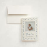 "handdrawn wavy frame" - Birth Announcement Thank You Cards in Dusty Blue by Cass Loh - Front