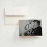 "Handwriting" - Birth Announcement Thank You Cards in Snow by Bethan - Front
