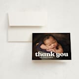 "Modern Vintage" - Birth Announcement Thank You Cards in Ghost by Lea Delaveris - Front