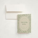 "bunnies and flowers" - Birth Announcement Thank You Cards in Sage by Anastasia Makarova - Front