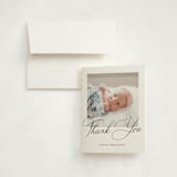 "the script" - Birth Announcement Thank You Cards in Ebony by Benita Crandall - Front