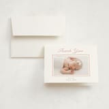 "Byline" - Birth Announcement Thank You Cards in Melon by Laura Hankins - Front