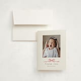 "Sweet Bow" - Birth Announcement Thank You Cards in Cotton Candy by Paula Pecevich - Front
