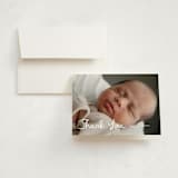 "Written Whimsy" - Birth Announcement Thank You Cards in Snow by Lauren Chism - Front