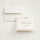 "Bow Frame" - Birth Announcement Thank You Cards in Lavander by Cass Loh - Front