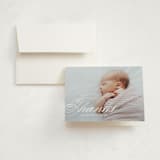 "Precious Script" - Birth Announcement Thank You Cards in Sugar by Jessica Williams - Front