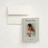 "Midi Stripe" - Birth Announcement Thank You Cards in Sky by Alethea and Ruth - Front