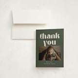 "Big Type" - Birth Announcement Thank You Cards in Forest by Kristen Knechtel - Front