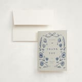 "Painted Flowers" - Birth Announcement Thank You Cards in Delft Blue by Ani Somi - Front