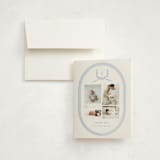 "Festive Monogram" - Birth Announcement Thank You Cards in Frost by Corinne Malesic - Front