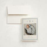 "Crest" - Birth Announcement Thank You Cards in Sky by Corinne Malesic - Front